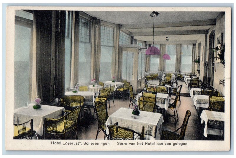 Hague Netherlands Postcard Hotel Zeerust Scheveningen Dining Room c1920's