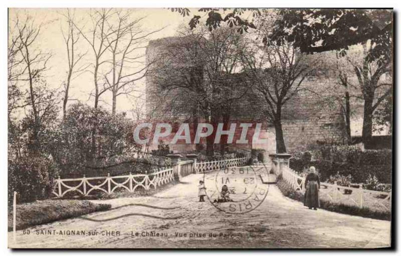 St Aignan Old Postcard The castle park View of plug