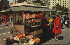 Street Flower Vendors San Francisco California Postcard C263