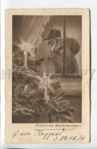 440240 CHRISTMAS Xmas SANTA CLAUS in Window Vintage postcard 1939 year