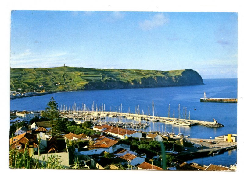 Portugal - Azores. Marina at Horta, Espalamaca in Background