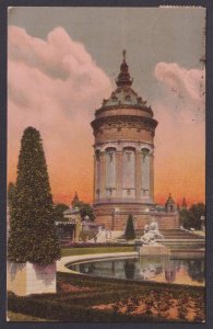 Mannheim Germany postcard 1918 Water Tower Friedrichsplatz