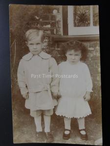 Portrait: Children / Little Boy & Girl - Old RP Postcard