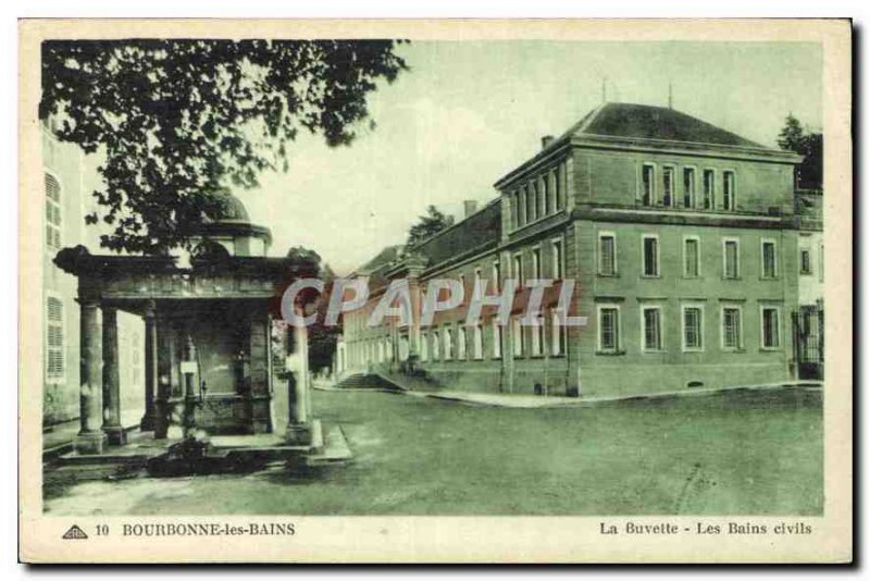 Old Postcard Bourbonne les Bains La Buvette civilians bathroom