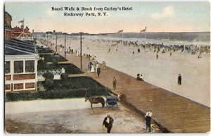 ROCKAWAY PARK, NY Boardwalk Beach Curley's Hotel Queens 1914 Long Island Vintage