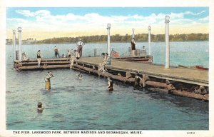 The Pier LAKEWOOD PARK Madison, Skowhegan, Maine RARE Swimming c1920s Vintage