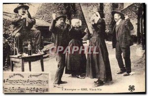 Old Postcard Folklore Auvergne Bourree Opposite