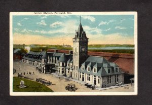 ME Union Railroad Train Station Depot Portland Maine Postcard Vintage PC 1920