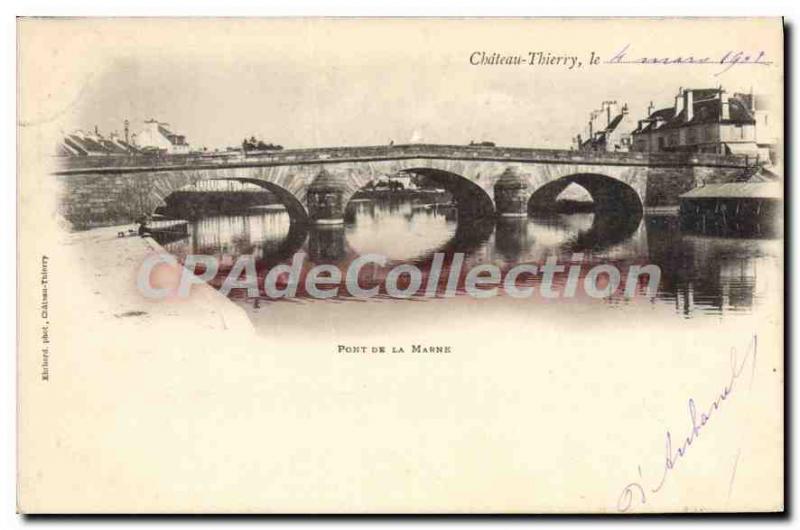 Old Postcard Chateau Thierry Marne Bridge