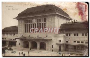 Old Postcard Lausanne Central Station