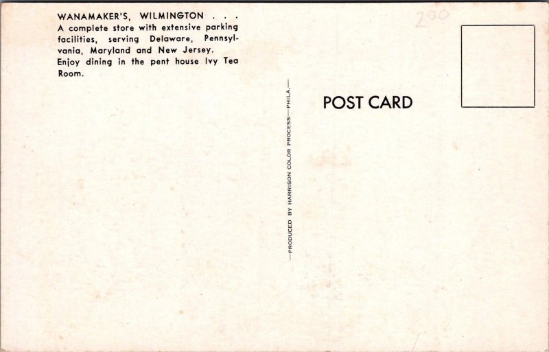 Postcard John Wanamaker Store Wilmington Delaware DE