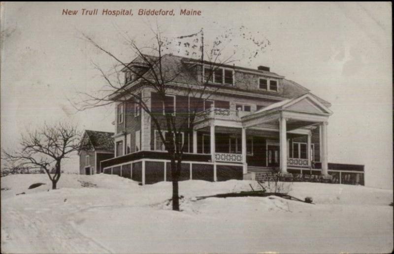 Biddeford ME New Trull Hospital in Winter c1910 Postcard