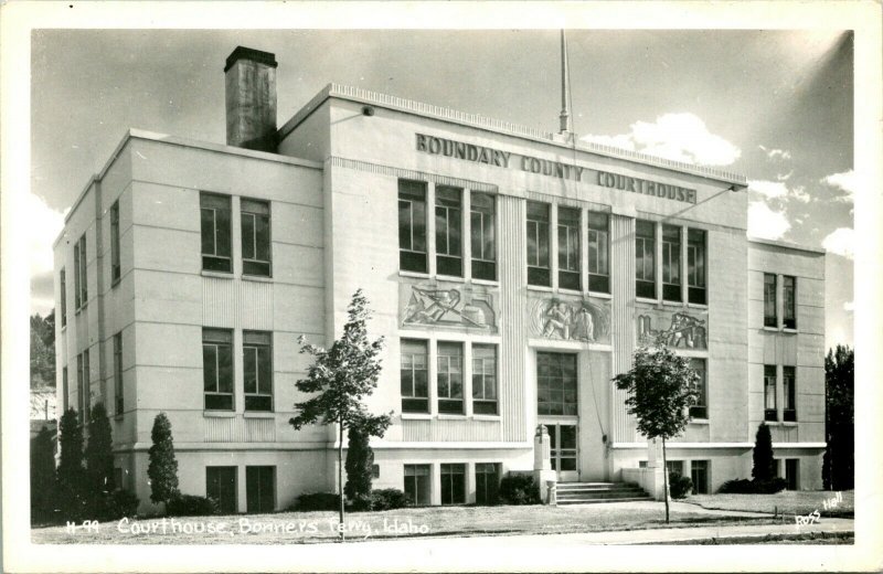 Vtg Postcard 1940s RPPC Court House - Bonners Ferry Idaho ID  - UNP