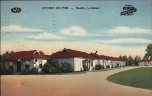Ruston Louisiana LA Lincoln Courts c1940s-50s Linen Postcard