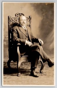 RPPC Dapper Gentleman Seated For Photo Canada Postcard R25