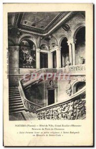 Postcard Poitiers Old Town Hotel Grand Staircase of Honor Puvis de Chavanne P...