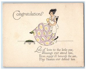 c1905 Congratulations Mother Gave Birth Baby Rocking Chair Antique Postcard