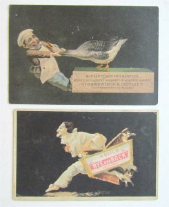 COOK & DUCK - CLOWN & CATS SET OF 2 ANTIQUE VICTORIAN TRADE CARDS