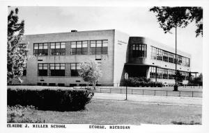 Ecorse Michigan~Claude J Miller School~Art Deco Style Building~1940s RPPC