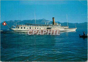 Old Postcard Lac Leman Switzerland of C n g restaurant passengers aboard boat