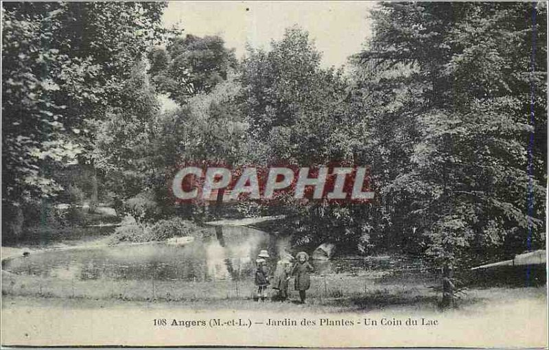 Old Postcard Angers M and L Botanical Garden A corner of Lake