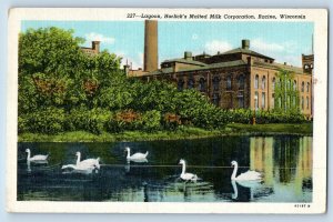 Racine Wisconsin WI Postcard Lagoon Horlick Malted Milk Corporation Ducks 1940