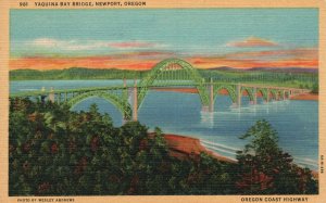 Vintage Postcard Yaquina Bay Bridge Channel Arch Newport Oregon Wesley Andrews