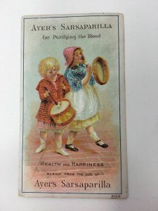 Ayer's Sarsaparilla Trade Card Victorian Quack Medicine Girls Drum Tambourine