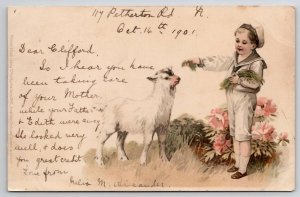 Meissner & Buch Easter Sailor Boy & Lamb 1901 To Vancouver House Postcard C42
