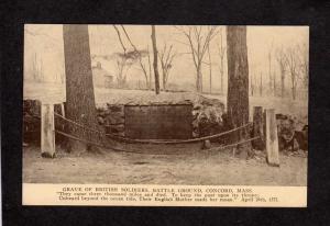 MA British War Soldiers Battle Graveyard Concord Mass Massachusetts Postcard