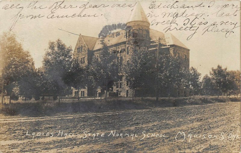 Madison South Dakota 1907 RPPC Real Photo Postcard Ladies Hall  Normal School