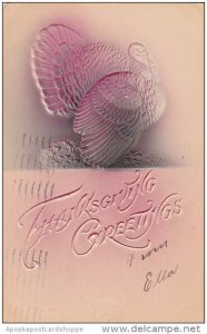 Thanksgiving Greetings With Embossed Turkey 1907