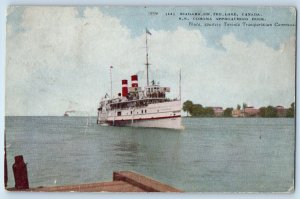 1910 Niagara New York Postcard Canada S.S. Corona Approaching Dock Steamer Ship