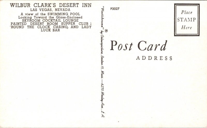 Postcard Swimming Pool at Wilbur Clark's Desert Inn in Las Vegas, Nevada