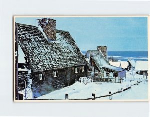 Postcard A cold winter scene at Plimoth Plantation Plymouth Massachusetts USA