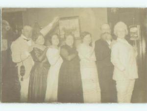 Old rppc GROUP OF PEOPLE Great Postcard AB1378