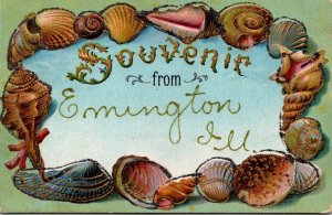 Illinois Souvenir From Emington With Shell Border