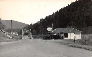 Esso Gas Station Street Scene and Bridge Real Photo Vintage Postcard AA71192