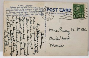 Public Library Boston Mass, Linen Postcard A9
