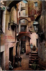 Italy San Remo Via Della Citta Antica Vintage Postcard 04.14
