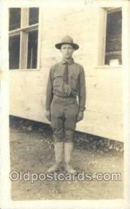 WWI Real Photo Military Soldier in Uniform Unused light yellowing on back fro...