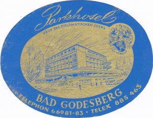 Germany Bad Godesberg Park Hotel Vintage Luggage Label sk3772