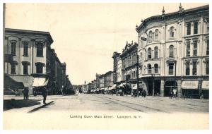 1182  NY  Lockport  Looking Down main Street
