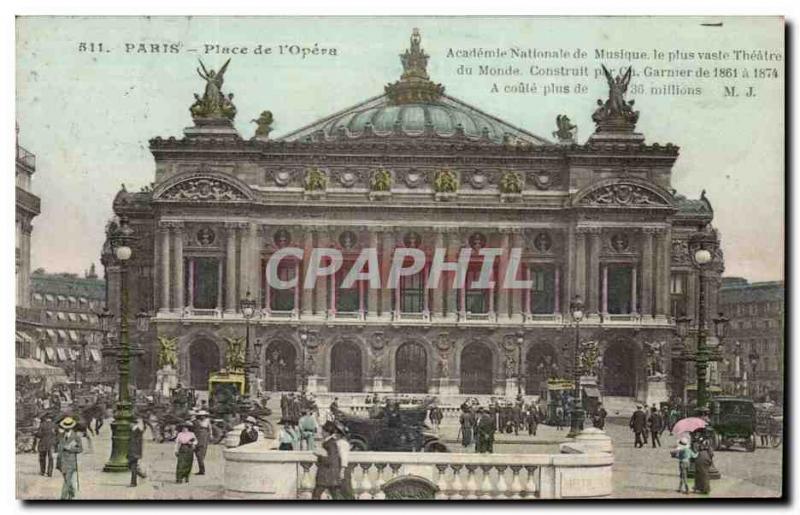 Paris Old Postcard Place of & # 39opera Music Academy