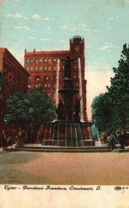 USA Tyler Davidson Fountain Cincinnati Ohio Vintage Postcard 03.88