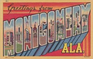 Alabama Montgomery Greetings From Large Letter Linen