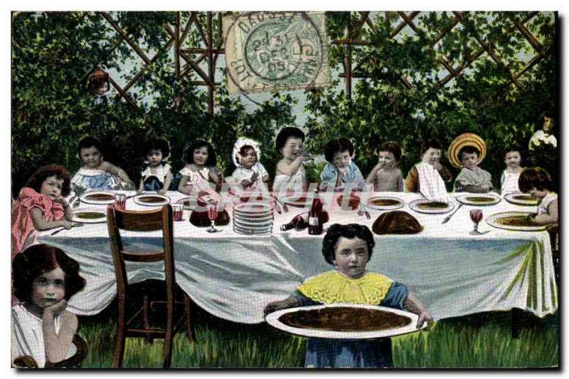 Old Postcard Fantasy Children Bebe A table