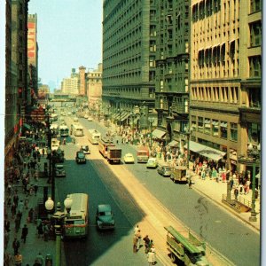 1957 Chicago, ILL Downtown State Street Postcard Main St Birdseye Cars Photo A25