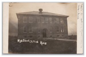 Postcard High School Stafford Kans. Kansas RPPC Real Photo c1909 Postmark