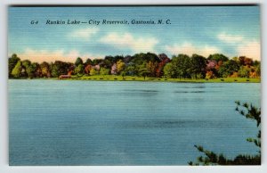 Rankin Lake City Reservoir Gastonia North Carolina Linen Postcard Unused Vintage